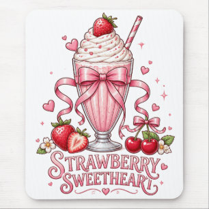 Malse Aardbeien Milkshake Roze Dessert Muismat