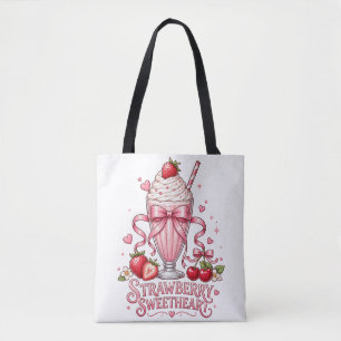 Malse Aardbeien Milkshake Roze Dessert Tote Bag