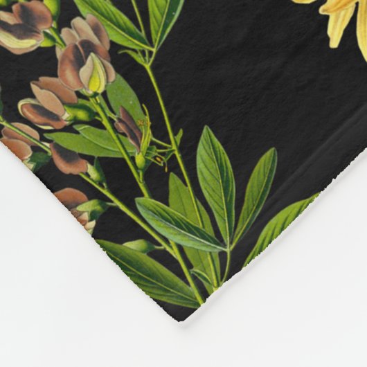 Malse Bloemige Madelief Zonnewortel op Zwart  Fleece Deken (Hoek)