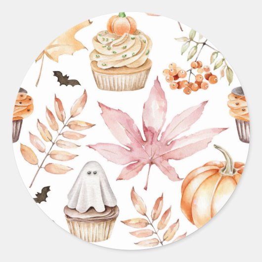 Malse Halloween Cupcakes Patroon Ronde Sticker (Voorkant)