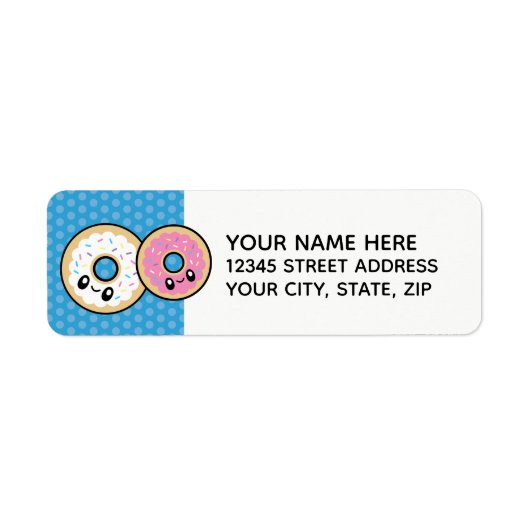 Malse ontbijtvoedsel donut adreslabels etiket (Voorkant)