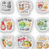 Malse Voedselcombinaties Pastel Kawaii Set Sticker (Voorkant)