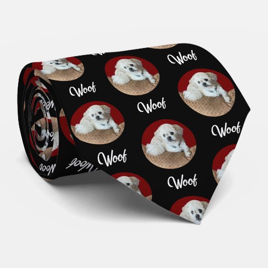 Malshi Black Tie Met Ronde Afbeeldingen Stropdas (Opgerold)