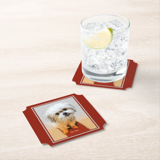 Malshi Dog Maroon Paper Onderzetters (Insitu)