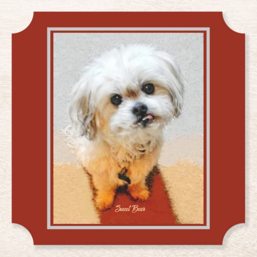 Malshi Dog Maroon Paper Onderzetters (Voorkant)