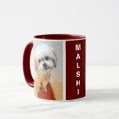 Malshi-hond maroon gepersonaliseerde mok (Voorkant links)