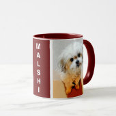 Malshi-hond maroon gepersonaliseerde mok (Voorkant rechts)