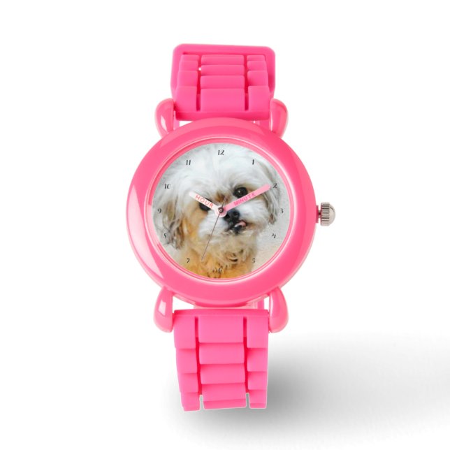 Malshi-hond Roze Horloge (Voorkant)