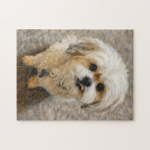 Malshi-hondpuzzel met grijs en beige legpuzzel (Horizontaal)
