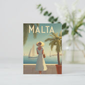 Malta 50s vintage briefkaart (Staand voorkant)