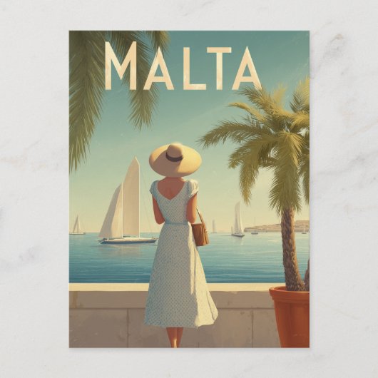 Malta 50s vintage briefkaart (Voorkant)