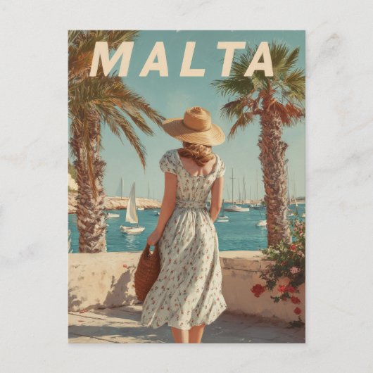 Malta 50s vintage travel briefkaart (Voorkant)
