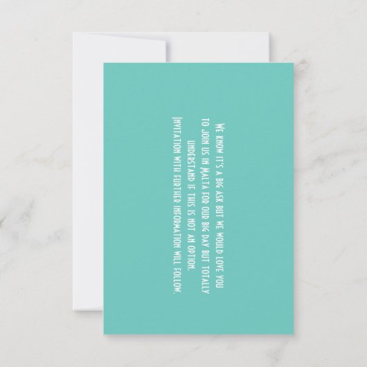 Malta Bestemming Bruiloften in het buitenland Save Save The Date (Achterkant)