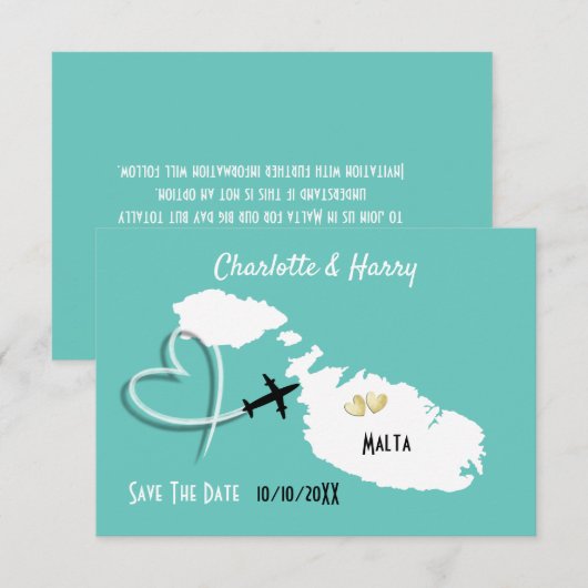 Malta Bestemming Bruiloften in het buitenland Save Save The Date (Voorkant / Achterkant)