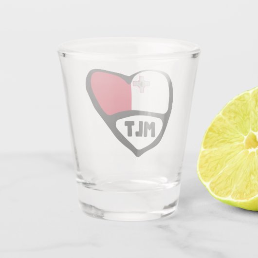 Malta Country Code Flag Heart, MLT Shot Glas (Achterkant)