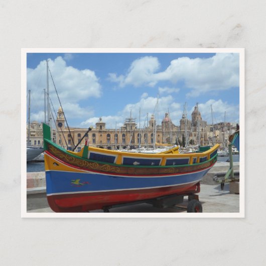 Malta Eiland Gozo Vissersboot Foto Briefkaart (Voorkant)