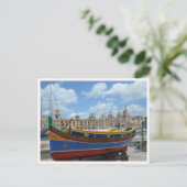 Malta Eiland Gozo Vissersboot Foto Briefkaart (Staand voorkant)