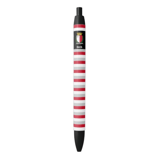 Malta Flag Cute Patriotic Zwarte Inkt Pen (Voorkant Verticaal)