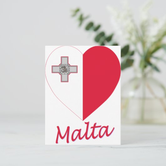Malta Flag Heart Briefkaart (Staand voorkant)