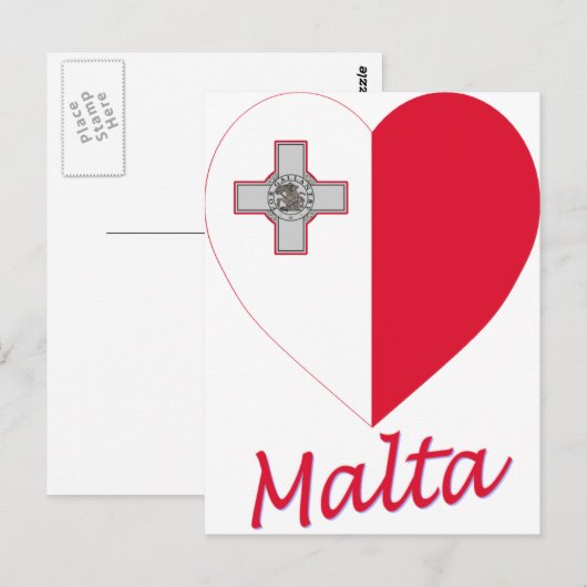 Malta Flag Heart Briefkaart (Voorkant / Achterkant)
