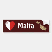 Malta Flag Heart + Map Bumpersticker (Voorkant)