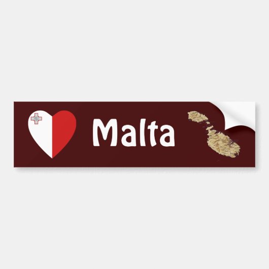 Malta Flag Heart + Map Bumpersticker (Voorkant)