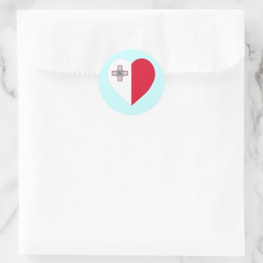 Malta Flag Heart Ronde Sticker (Tas)