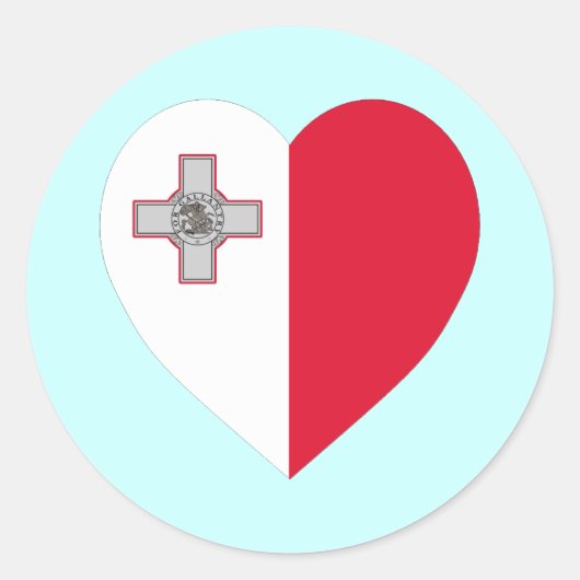Malta Flag Heart Ronde Sticker (Voorkant)