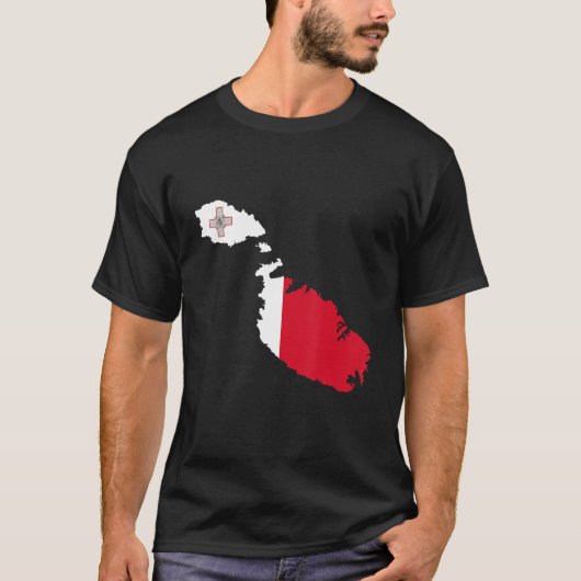 Malta flag in Malta outline Malta T-shirt (Voorkant)