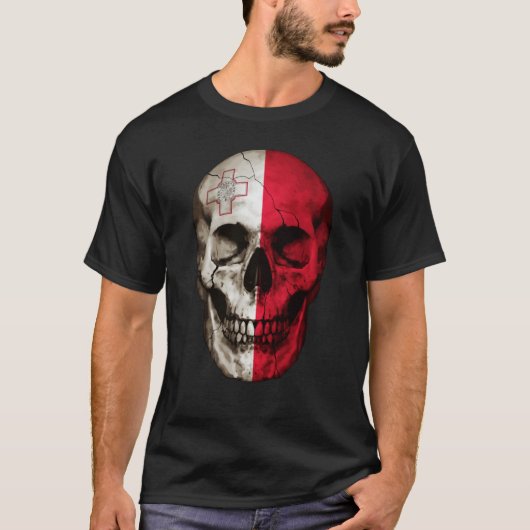 Malta Flag Skull Maltese Roots Proud Patriotic T-shirt (Voorkant)