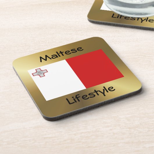 Malta Flag+Text Onderzetter (Linkerzijde)