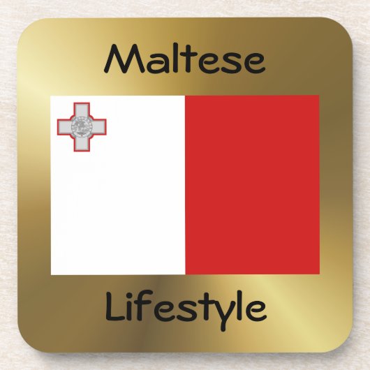 Malta Flag+Text Onderzetter (Voorkant)
