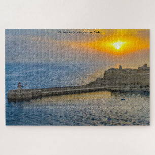 Malta Harbour Sunset. Jigzaag Puzzle Legpuzzel