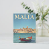Malta Haven Vintage Reis Kunst Briefkaart (Staand voorkant)