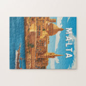 Malta Illustratie Reis Kunst Vintage Legpuzzel (Horizontaal)