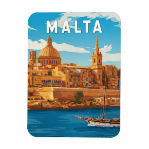 Malta Illustratie Reis Kunst Vintage Magneet