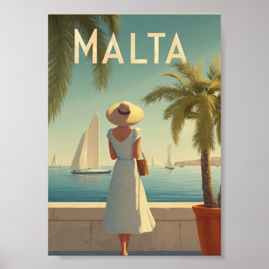 Malta jaren 50 vintage poster (Voorkant)