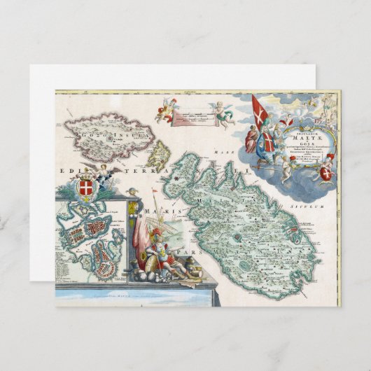 Malta - kaart 1720 (Voorkant / Achterkant)