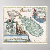 Malta - kaart 1720 poster (Voorkant)