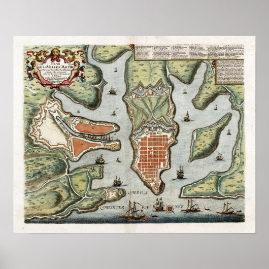 Malta - kaart 1725 poster (Voorkant)