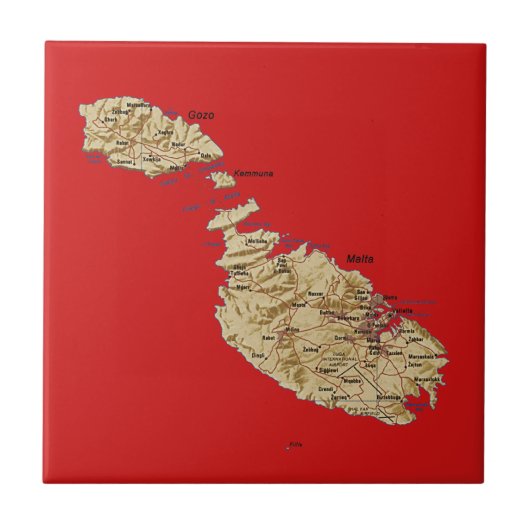 Malta kaart tegel tegeltje (Voorkant)