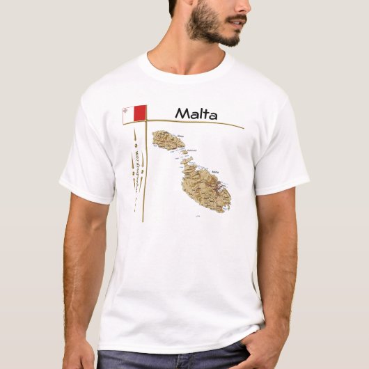Malta-kaart + vlag + titel T-shirt (Voorkant)