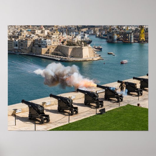 Malta-kanonvuur Saluting Battery Valletta Poster (Voorkant)