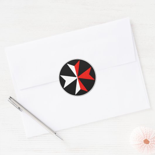 Malta Knights Cross Sticker Wit en Rood Maltees (Envelop)