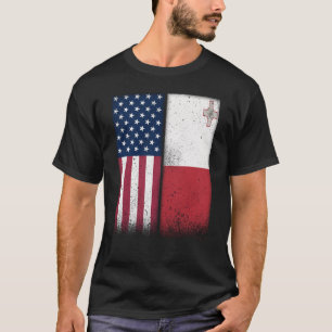 Malta Maltees Amerikaanse Vlaggen Trots USA Malta T-shirt