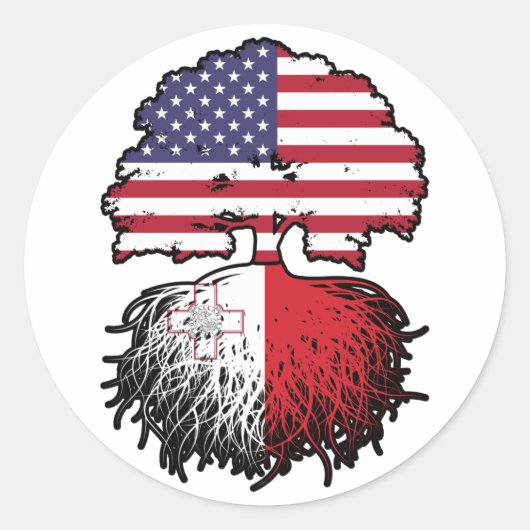 Malta Maltese American USA Ronde Sticker (Voorkant)