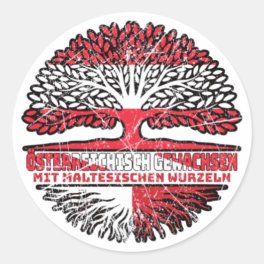 Malta Maltesisch Österreichisch Österreich Baum Ronde Sticker (Voorkant)