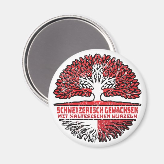 Malta Maltesisch Schweizer Schweiz Baum Wurzel Magneet (Voorkant / Achterkant)
