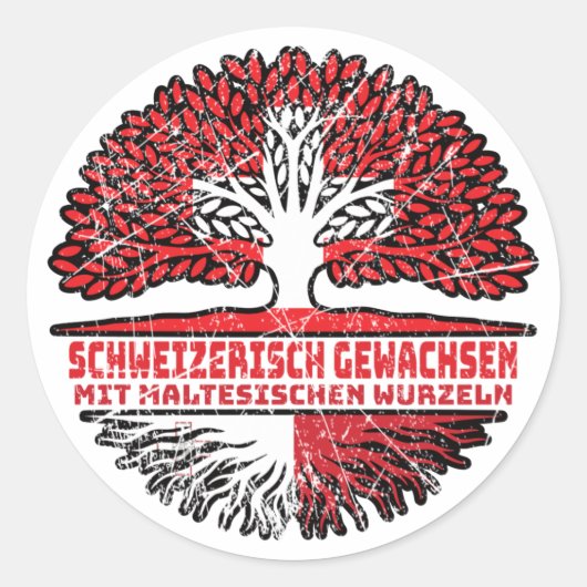 Malta Maltesisch Schweizer Schweiz Baum Wurzel Ronde Sticker (Voorkant)