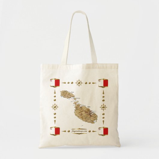 Malta Map + Flags Bag Tote Bag (Voorkant)
